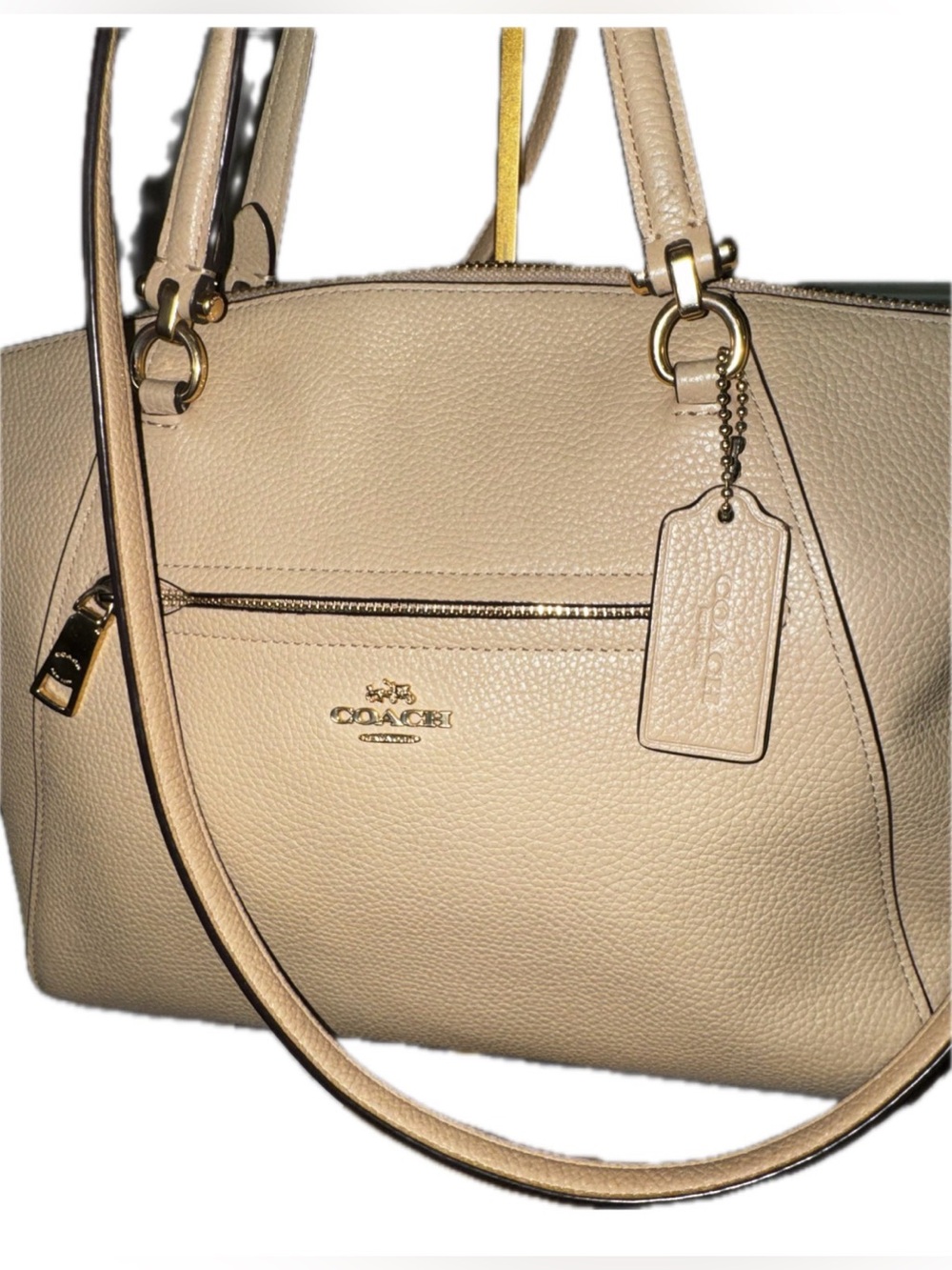 Coach Prairie Satchel 2 way Bag Pebble Leather Tan/Taupe (Style No. 58874) GUC